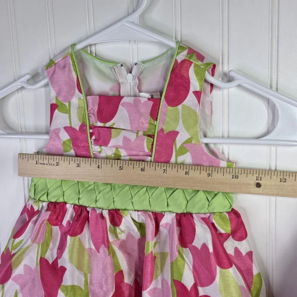 Rare Editions Dress Girls 18M Pink Tulip Floral Fit & Flare Party Spring Easter